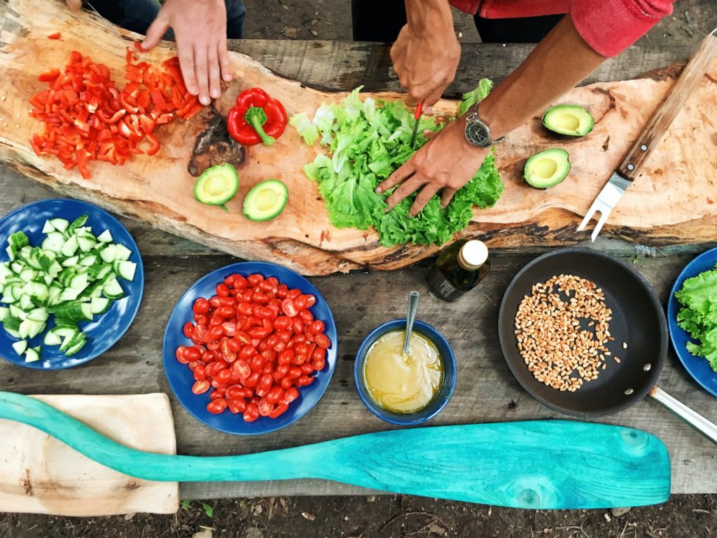 Man chopping lettuce