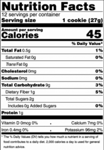nutrition facts label three ingredient cookies