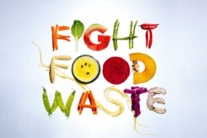 words fight food waste made out of food