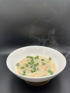 Salmon Chowder in soup bowl